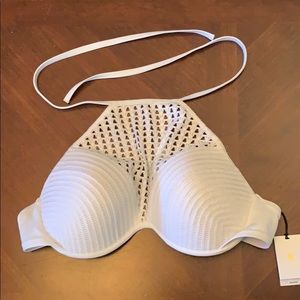 White halter top bathing with woven details